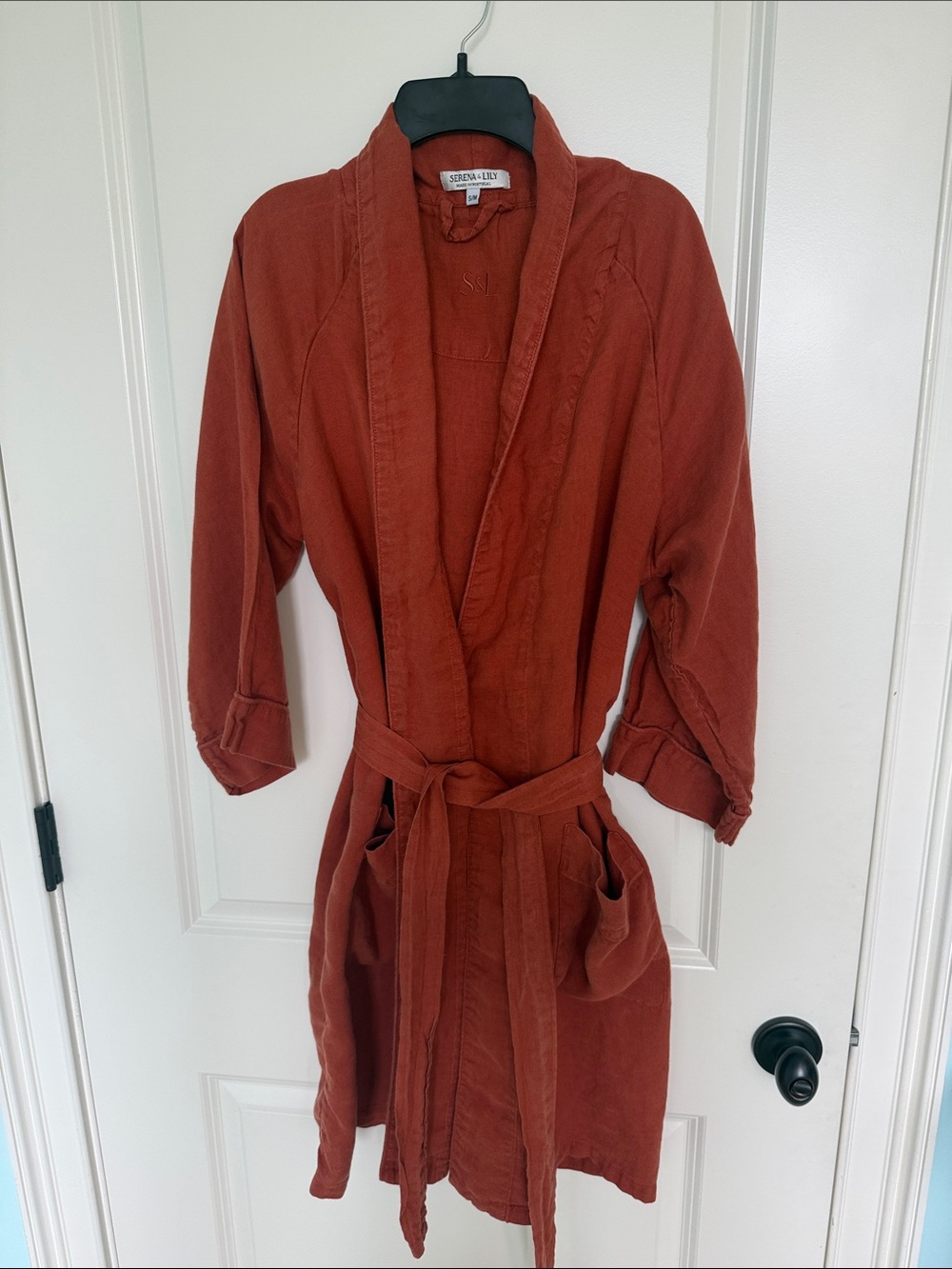 Women’s Serena @ Lily Rust Linen Robe with Belt Size S/M